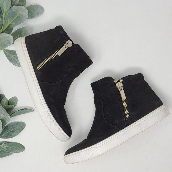 KENNETH COLE Black Suede High Top Sneakers 6.5 - Picture 1 of 8
